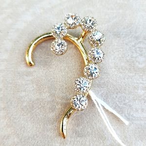 Left ear single cuff wrap 9K gold filled w clear round Swarovski crystals, NWT!